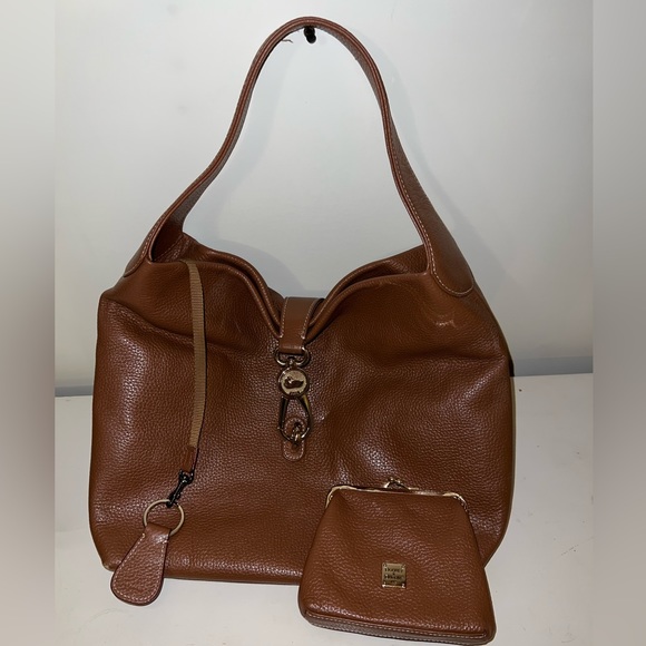Bags | Dooney Bourke Brown Logo Lock Hobo Bag | Poshmark